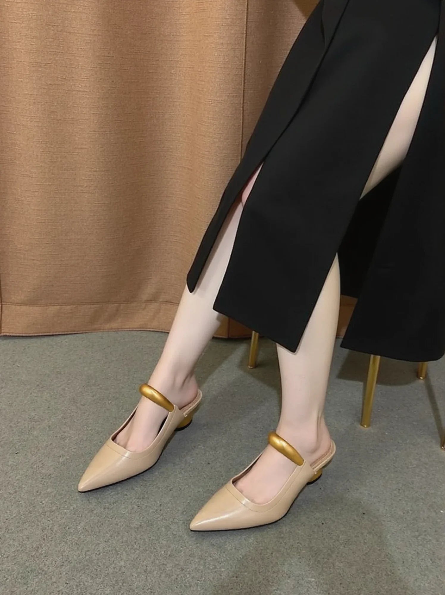 JW PEI Helena Weave Pierced Mules  - Khaki