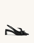 JW PEI Queena Floral Appliques Slingback Pumps - Black