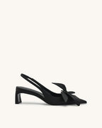 JW PEI Queena Floral Appliques Slingback Pumps - Black
