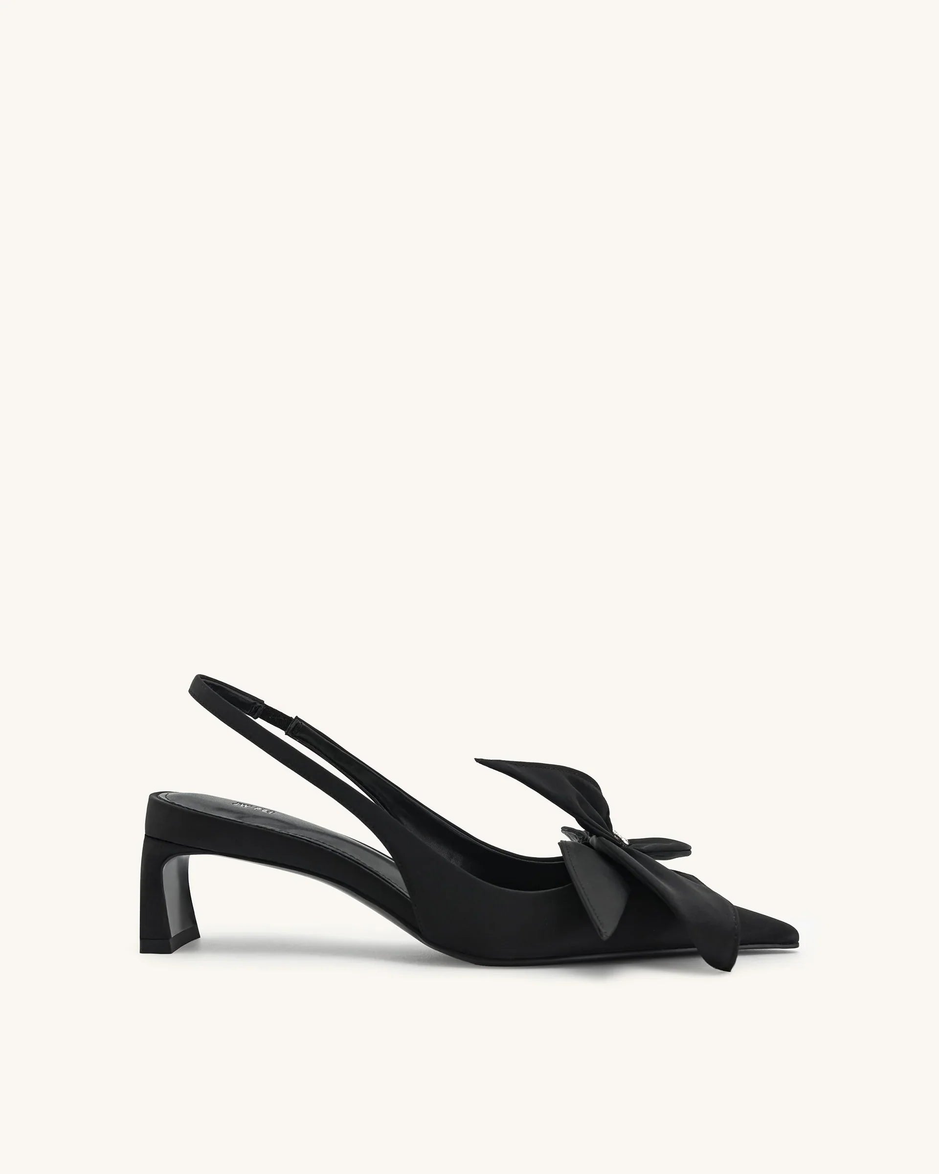 JW PEI Queena Floral Appliques Slingback Pumps - Black