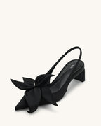 JW PEI Queena Floral Appliques Slingback Pumps - Black
