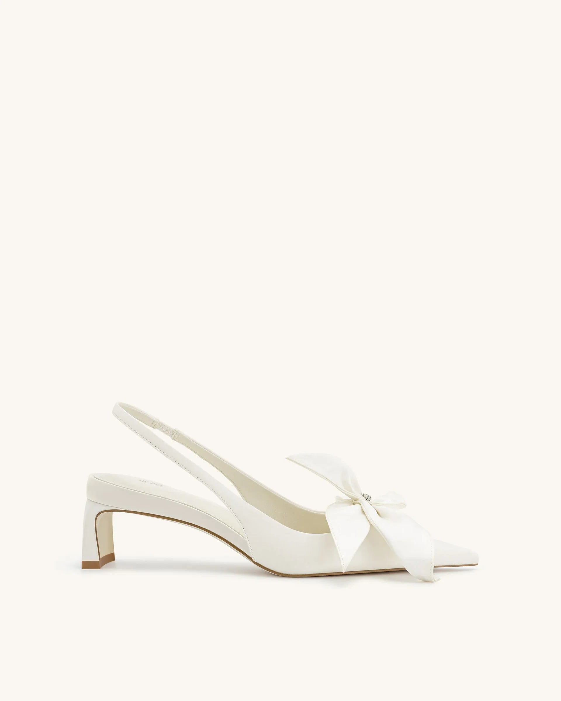 JW PEI Queena Floral Appliques Slingback Pumps - Ivory White