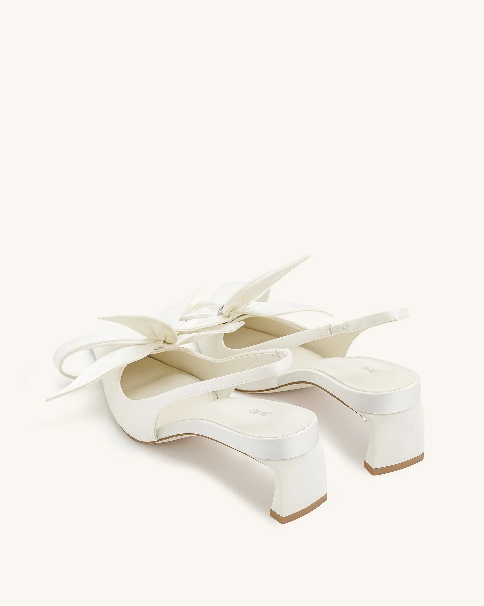 JW PEI Queena Floral Appliques Slingback Pumps - Ivory White