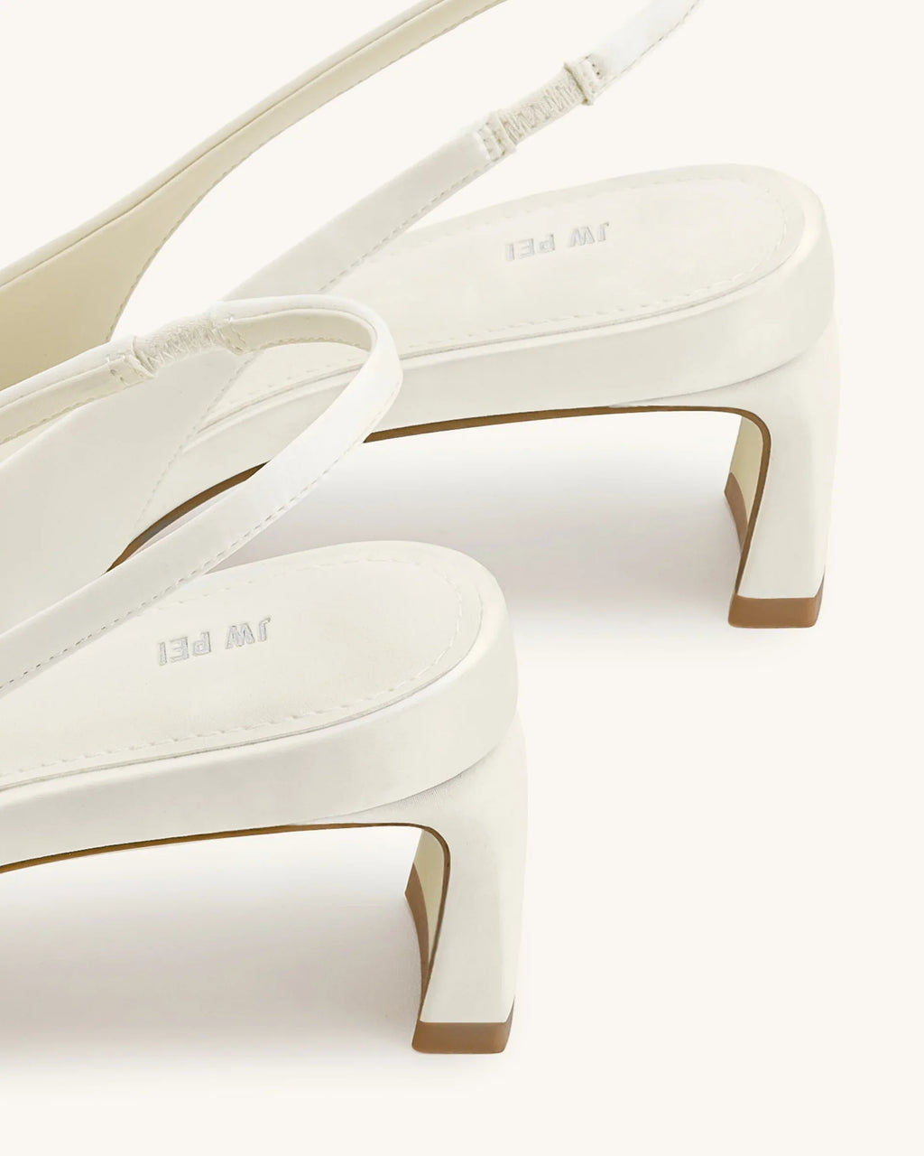 JW PEI Queena Floral Appliques Slingback Pumps - Ivory White