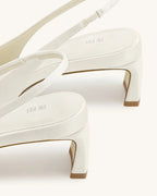 JW PEI Queena Floral Appliques Slingback Pumps - Ivory White