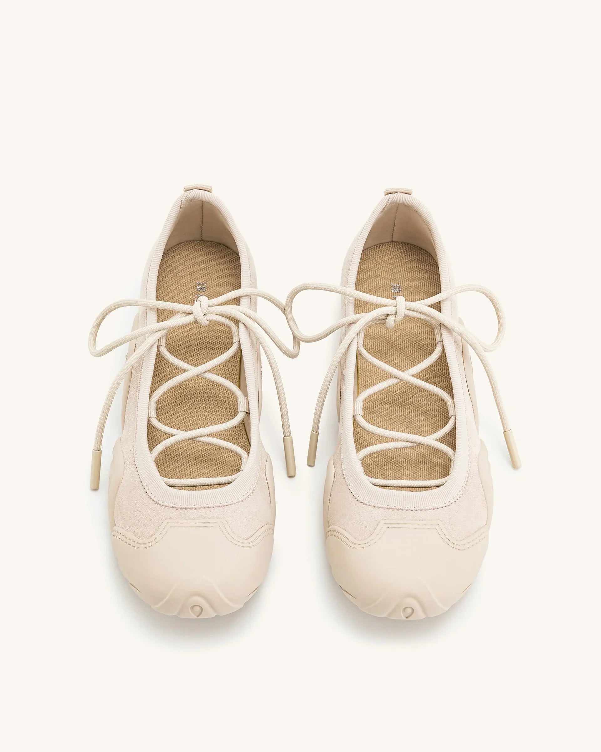 JW PEI Caitlin Lace-up Ballerina Sneakers - Beige