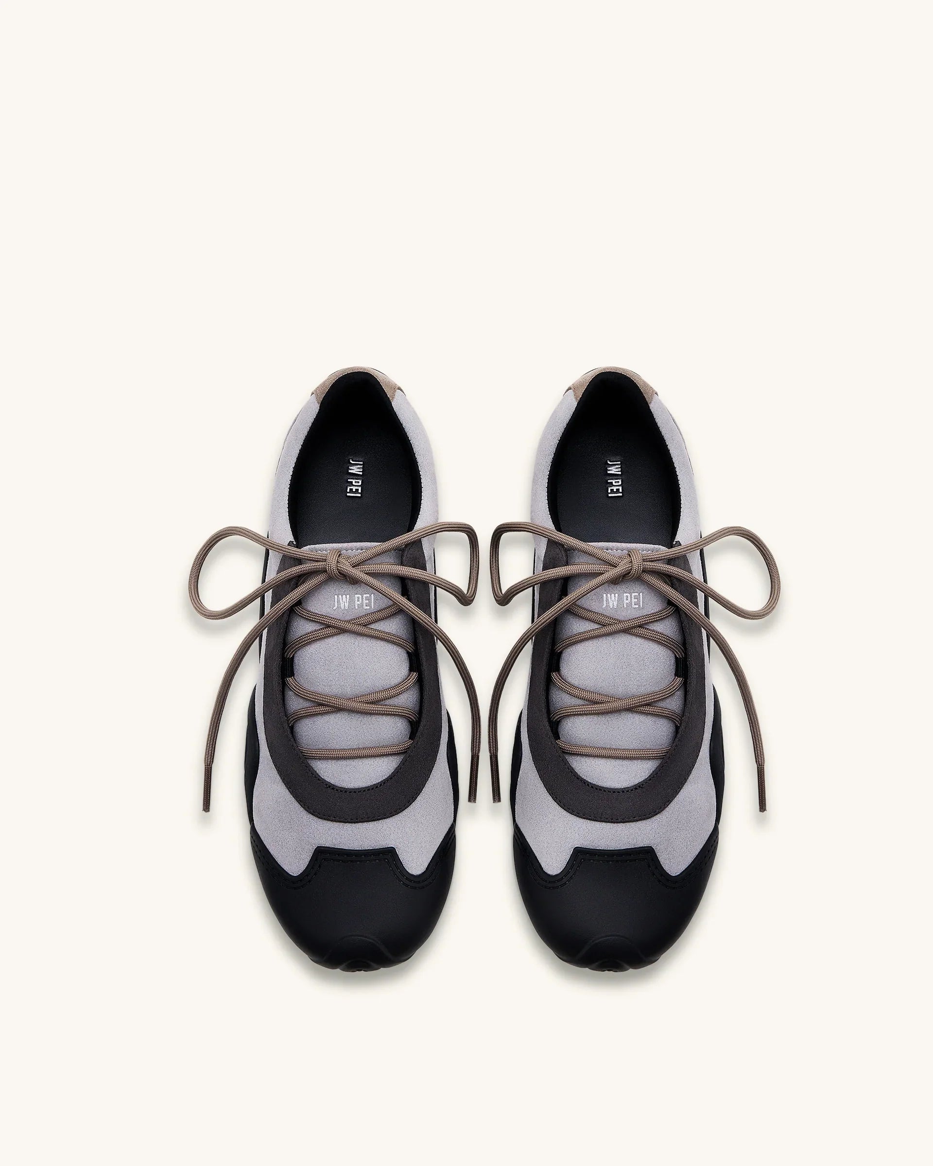 JW PEI Caitlin Faux Suede Lace-up Ballerina Sneakers - Grey Mix