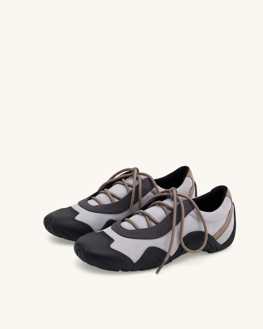 JW PEI Caitlin Faux Suede Lace-up Ballerina Sneakers - Grey Mix