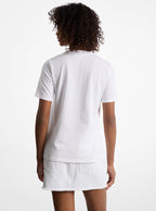 Michael Kors Sequined Logo Cotton T-Shirt-WHITE