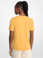 Michael Kors Sequined Logo Cotton T-Shirt-HONEYWHEAT