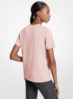 Michael Kors Sequined Logo Cotton T-Shirt-POWDER BLUSH