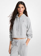 Michael Kors Ribbed Knit Hoodie-PEARL GREY