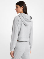 Michael Kors Ribbed Knit Hoodie-PEARL GREY