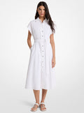Michael Kors Cotton Poplin Midi Dress-WHITE