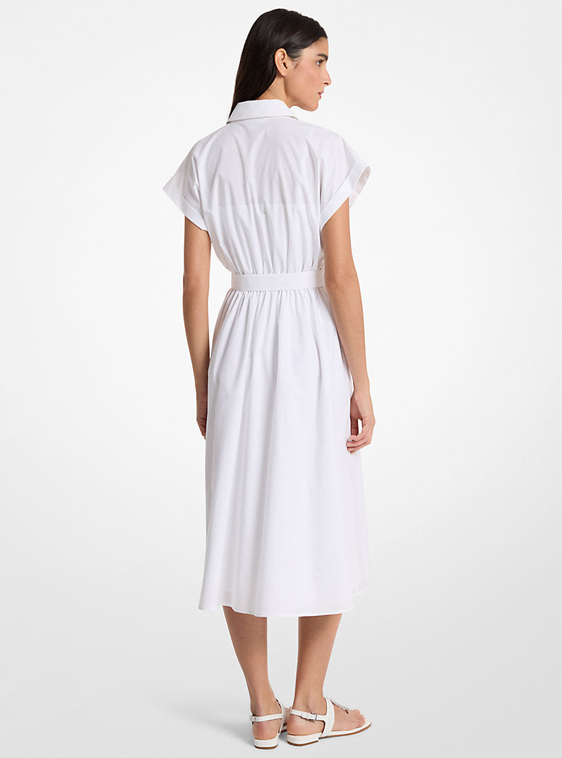Michael Kors Cotton Poplin Midi Dress-WHITE