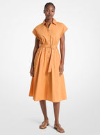 Michael Kors Cotton Poplin Midi Dress-RADIANT ORANGE