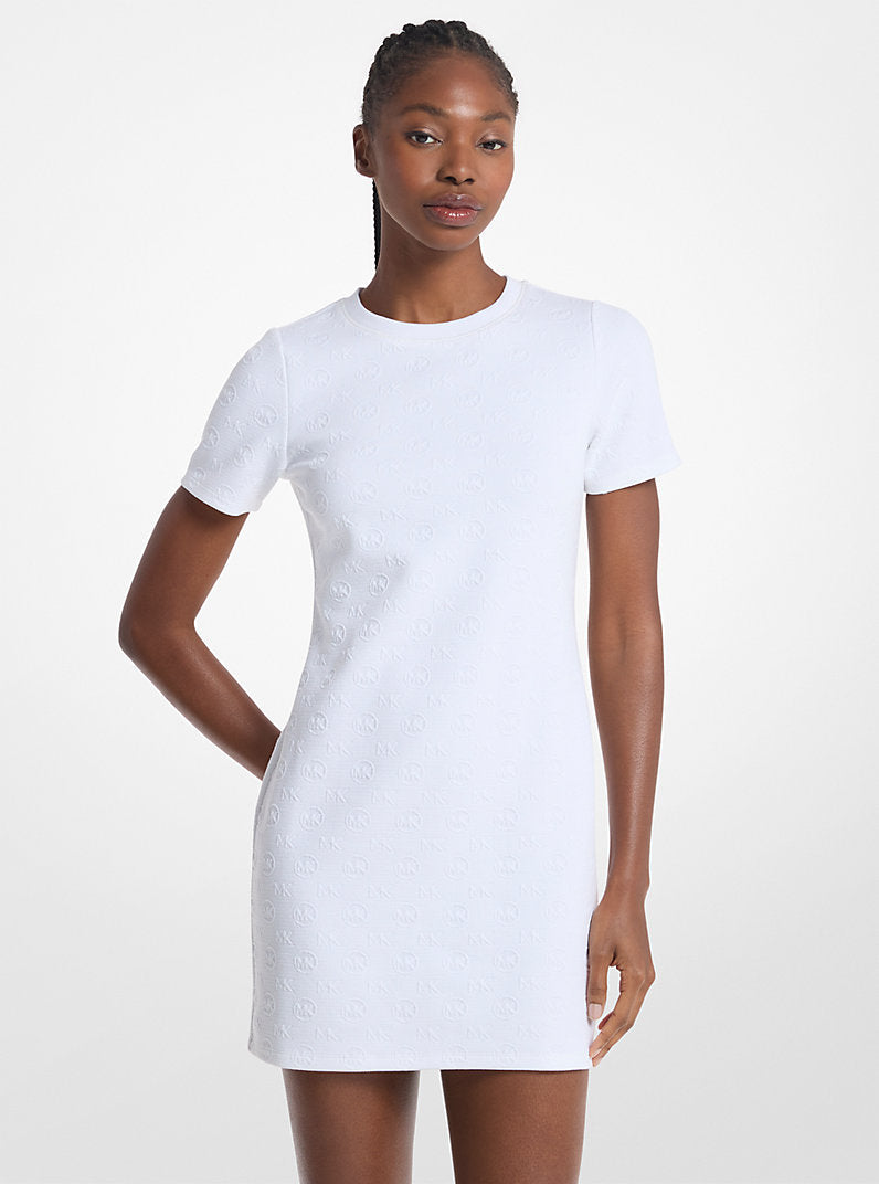 Michael Kors Logo Jacquard Dress-WHITE
