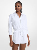 Michael Kors Logo Jacquard Romper-WHITE