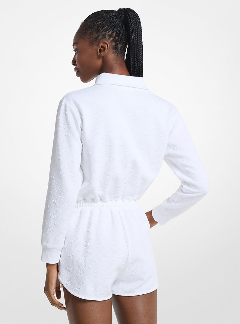 Michael Kors Logo Jacquard Romper-WHITE