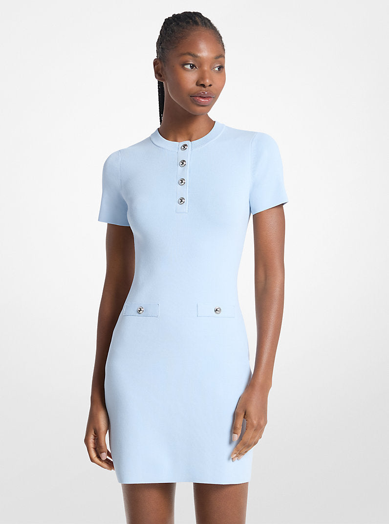 Michael Kors Viscose Blend Mini Dress-PASTEL BLUE