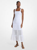Michael Kors Lace Tiered Dress-WHITE
