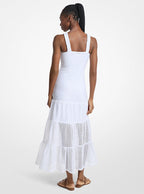 Michael Kors Lace Tiered Dress-WHITE