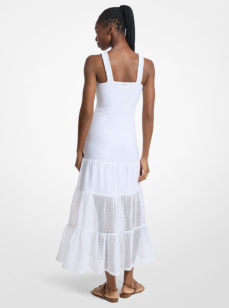 Michael Kors Lace Tiered Dress-WHITE
