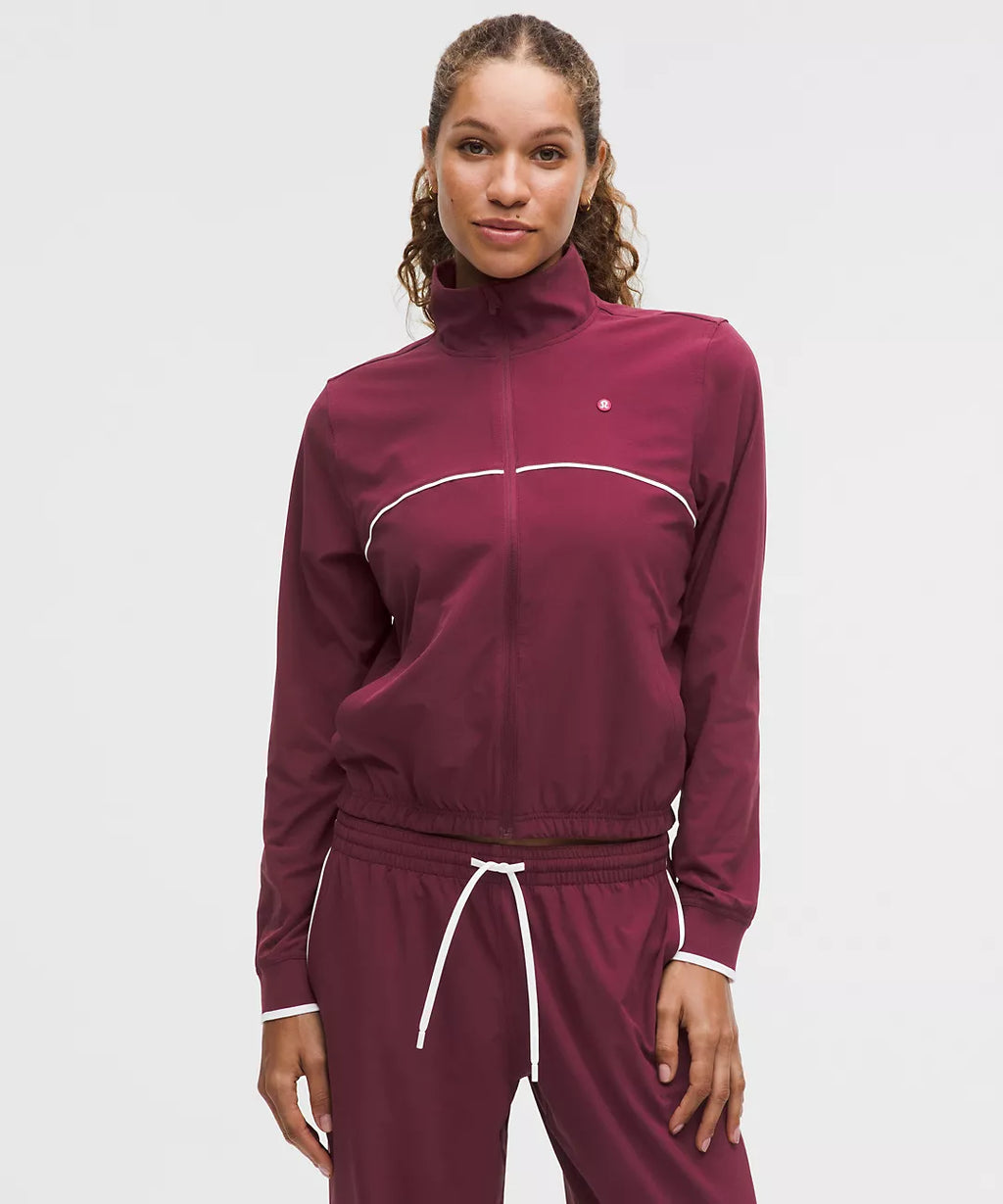 Lululemon Court Rival Tennis Track Jacket-Burgundy Bay/White