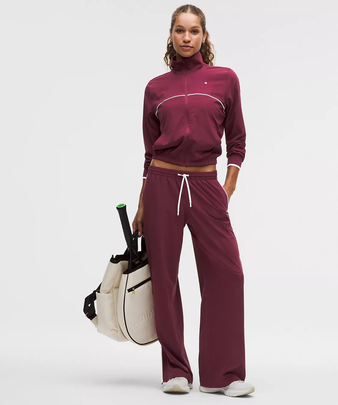 Lululemon Court Rival Tennis Track Jacket-Burgundy Bay/White
