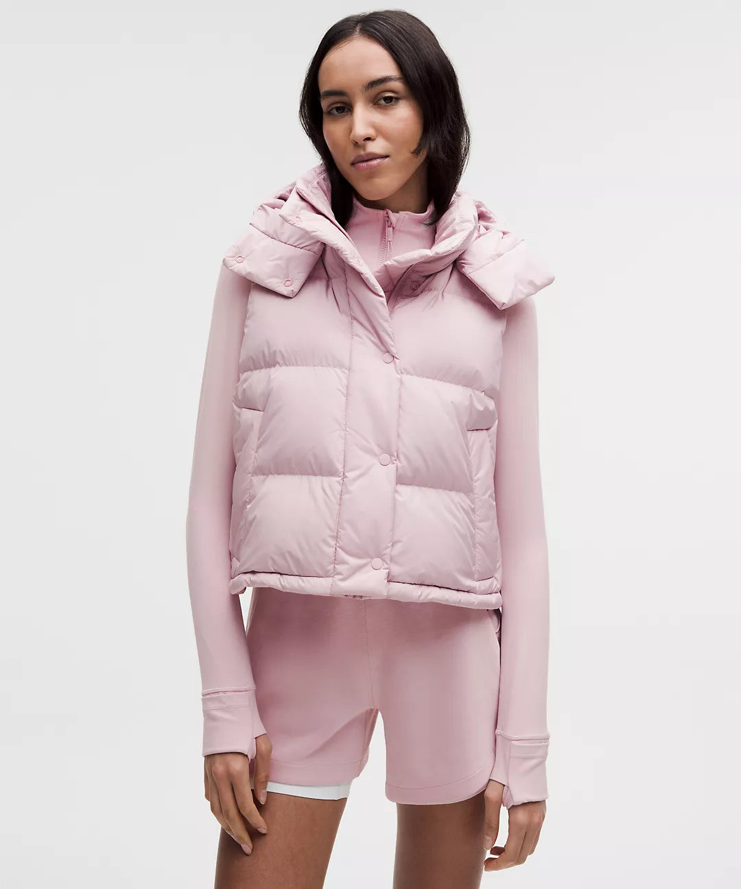Lululemon Wunder Puff 600-Down-Fill Cropped Vest-Porcelain Pink