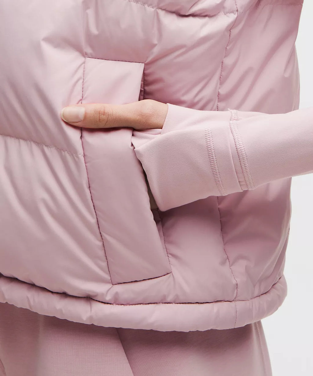 Lululemon Wunder Puff 600-Down-Fill Cropped Vest-Porcelain Pink