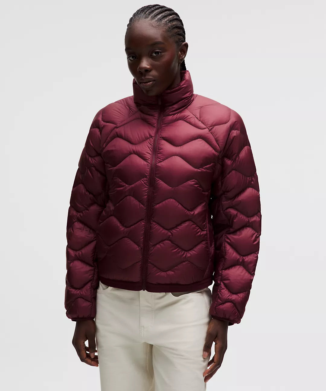Lululemon Featherweight 900-Down-Fill Quilted Jacket-Burgundy Bay