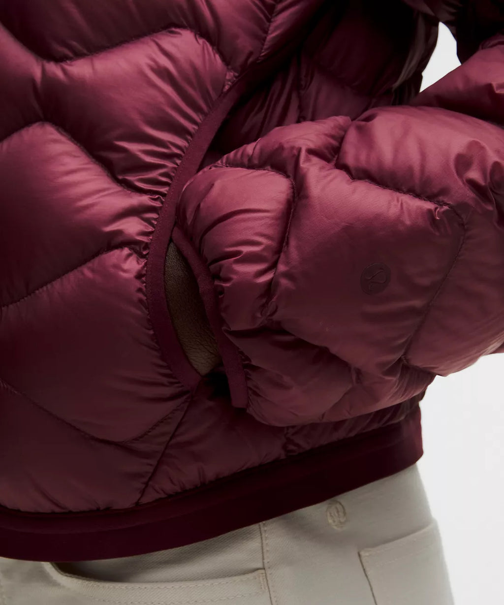 Lululemon Featherweight 900-Down-Fill Quilted Jacket-Burgundy Bay