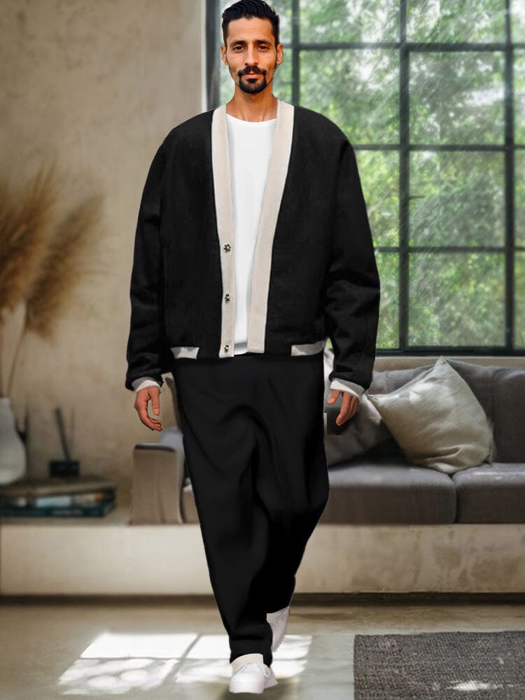 Casual Colour Block Jacket Set