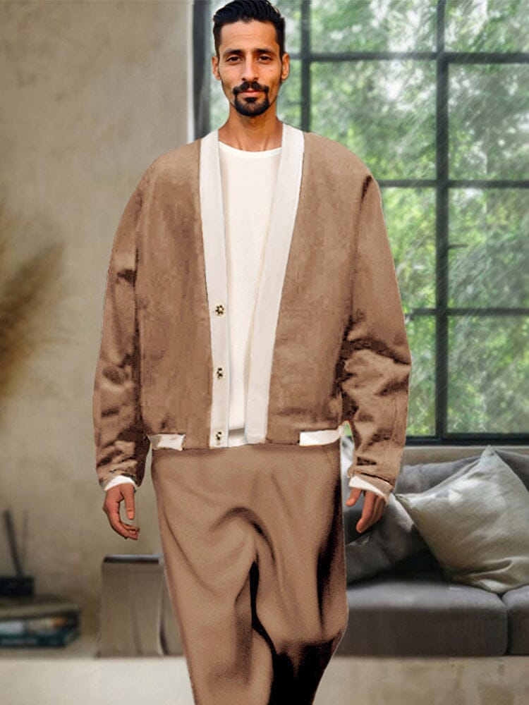 Lässig Farbe Block Jacke Set