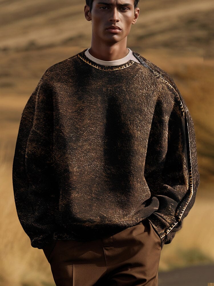 Vintage Texture Printed Tweed Sweathemd