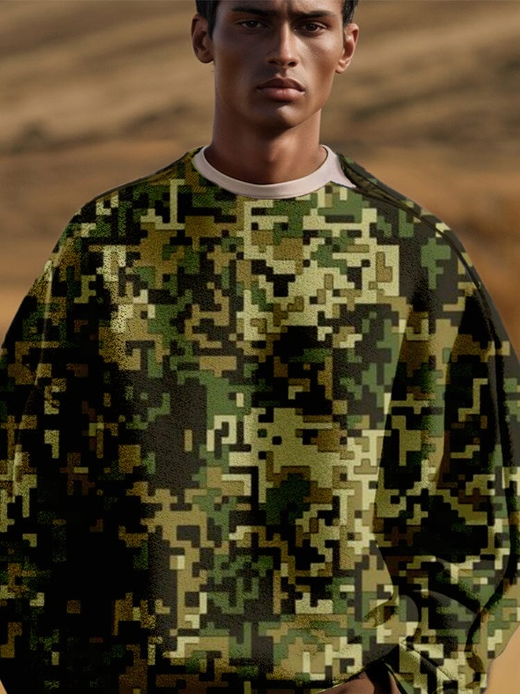 Lässig Camo Sweathemd with Shoulder Zip