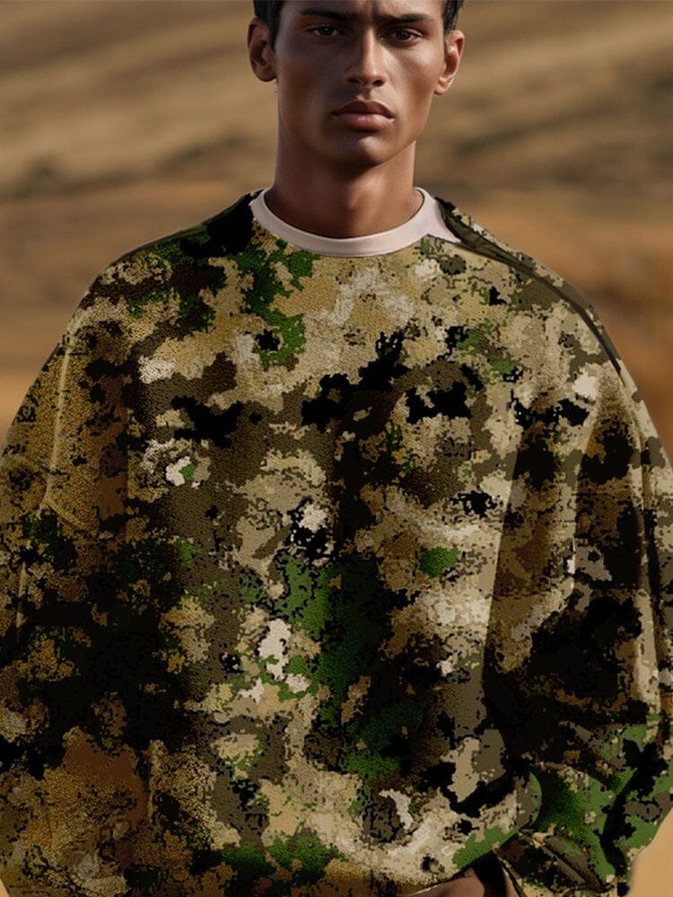 Lässig Camo Sweathemd with Shoulder Zip
