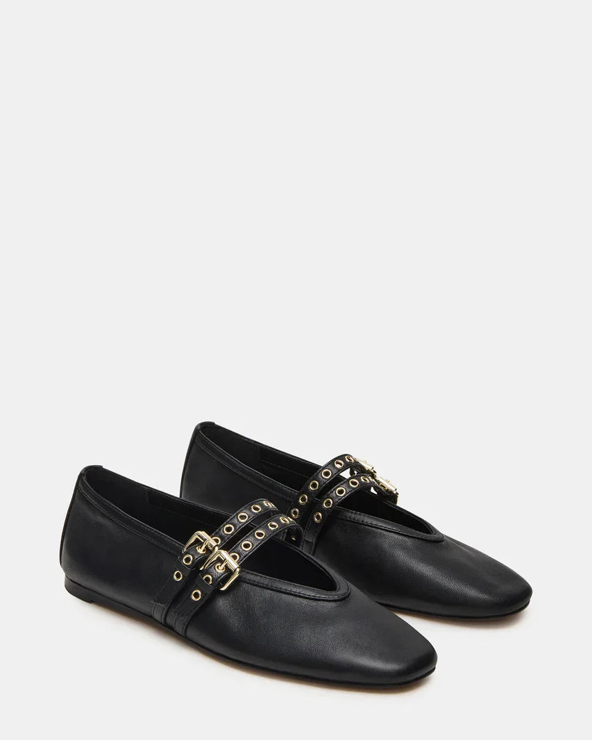 Steve Madden Lydiaa Black Leather  -   BLACK LEATHER