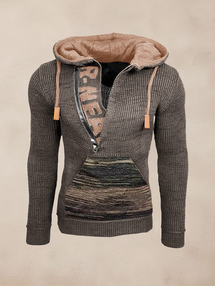 Stylish Splicing Knit Jumper Hoodie
