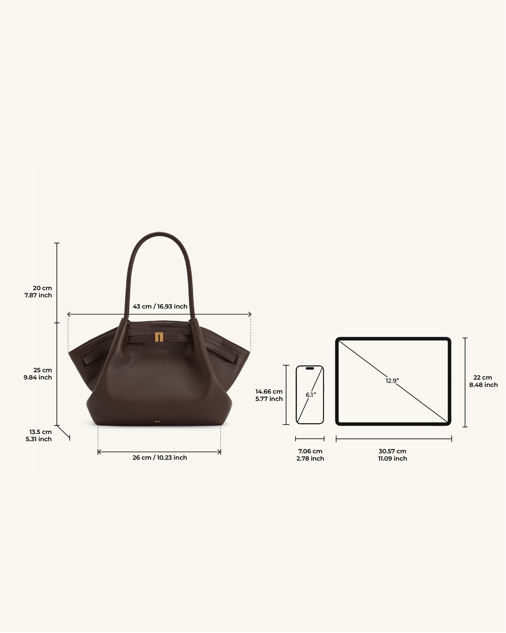 JW PEI Hana Medium Tote Bag - Dark Brown