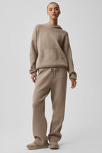 Alo Yoga Women's Scholar Hooded Sweater  -  Gravel