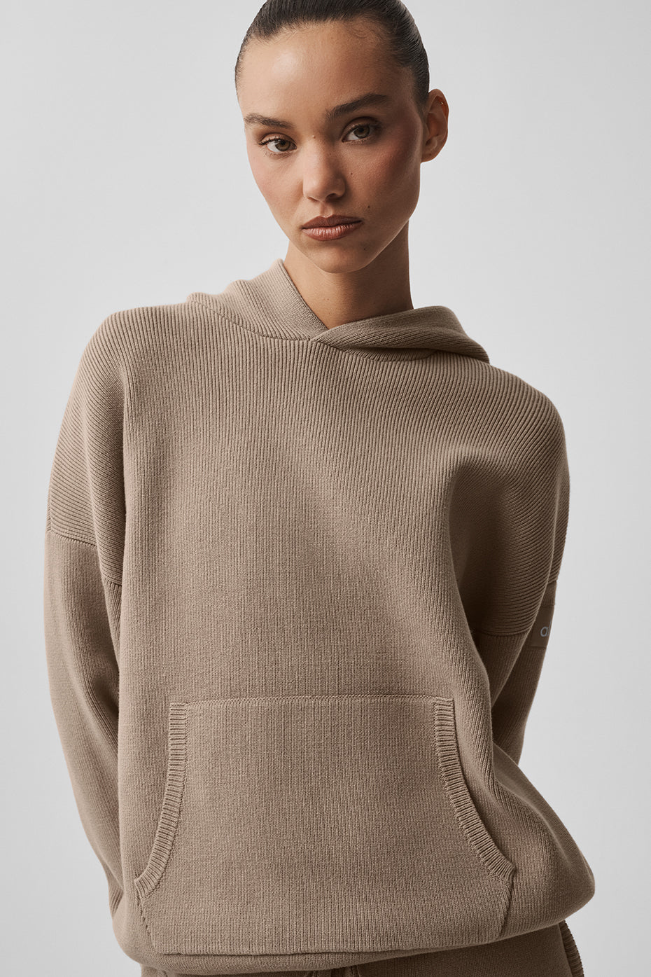 Alo Yoga Women's Scholar Hooded Sweater  -  Gravel