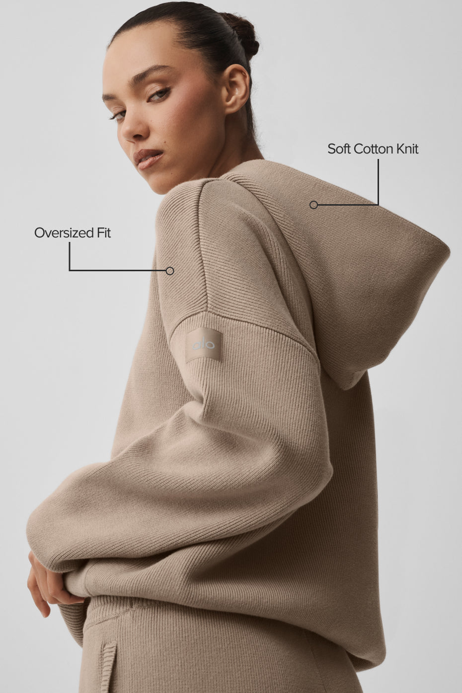 Alo Yoga Women's Scholar Hooded Sweater  -  Gravel