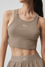 Alo Yoga Aspire Tank  -  Gravel/White