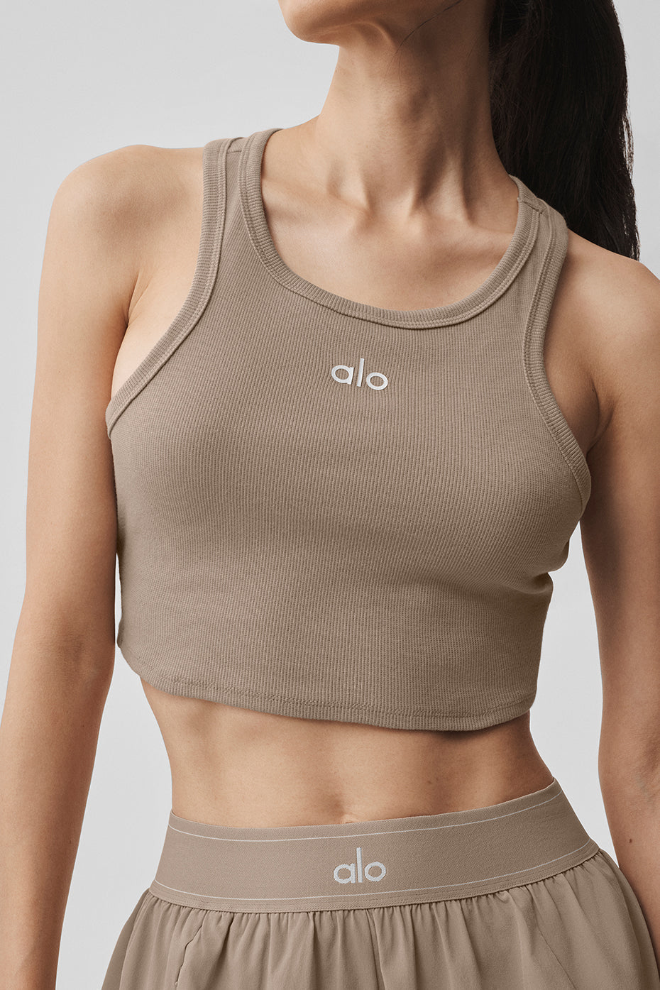 Alo Yoga Aspire Tank  -  Gravel/White