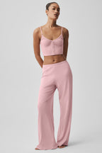 Alo Yoga Ribbed Delicate Lounge Tank  -  Vintage Pink