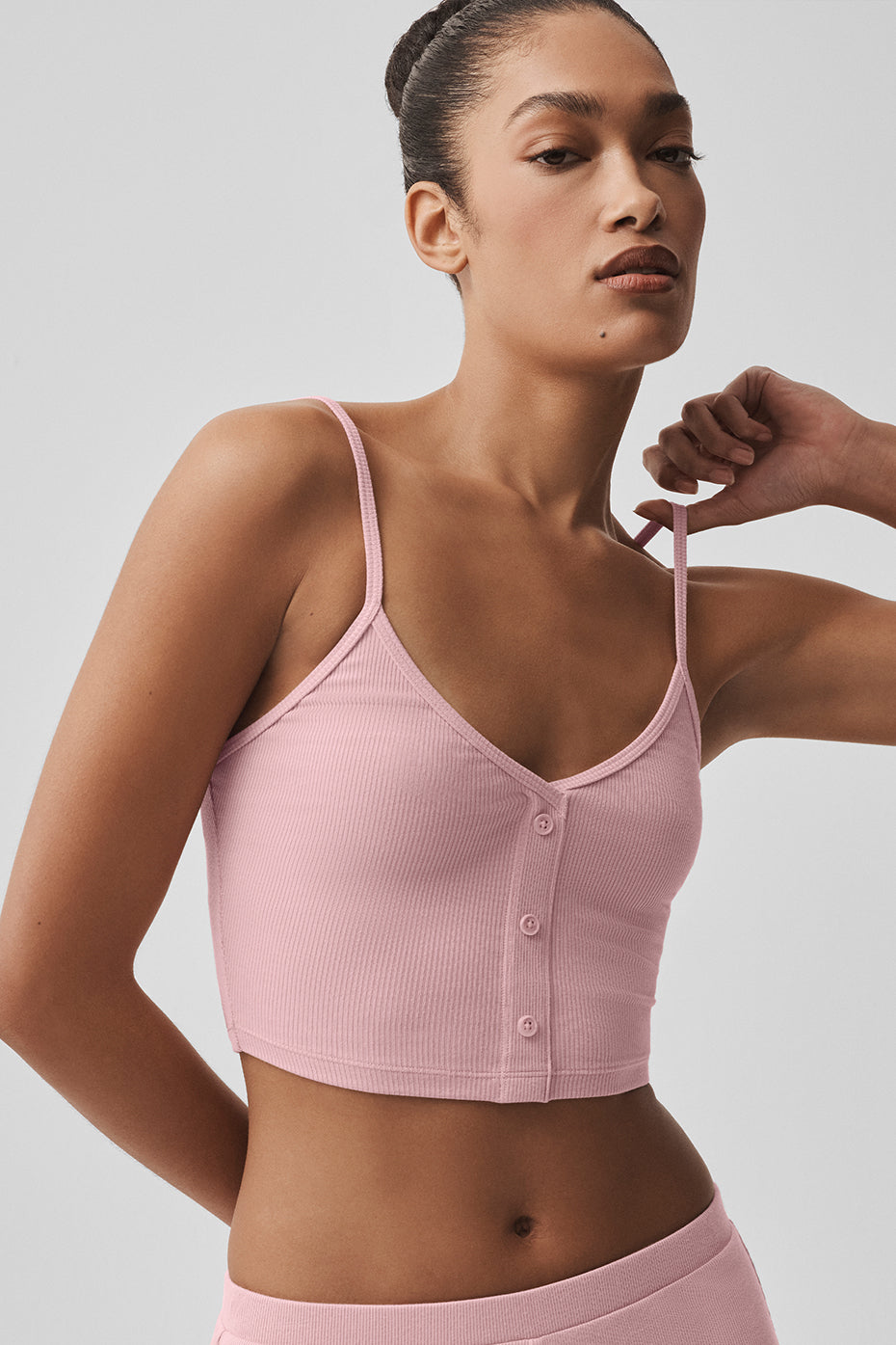 Alo Yoga Ribbed Delicate Lounge Tank  -  Vintage Pink