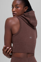 Alo Yoga Seamless Two Tone Rib Hooded Vest  -  Brownstone Heather