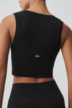 Alo Yoga Seamless Pointelle Tank  -  Black